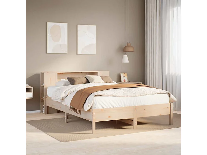 Bed met boekenkast zonder matras massief grenenhout 120x190 cm