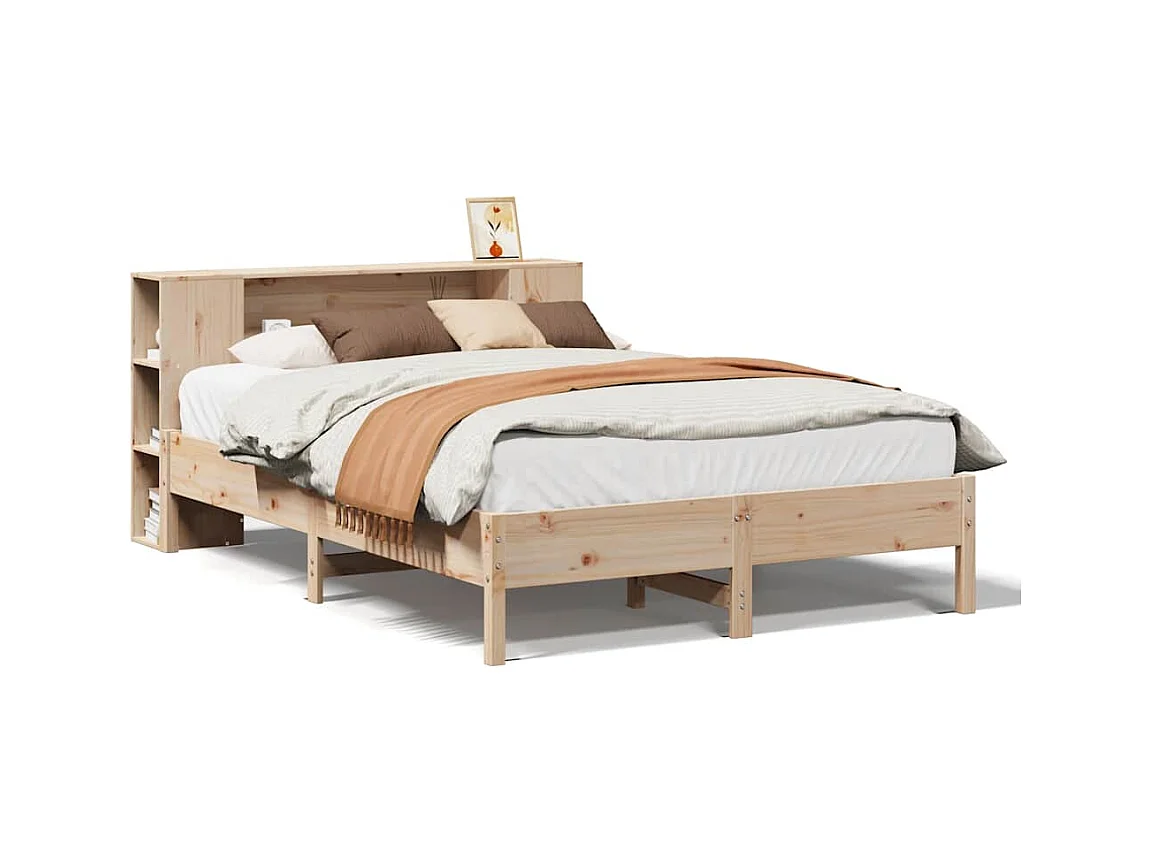 Lit bibliothèque sans matelas 120x190 cm bois de pin massif