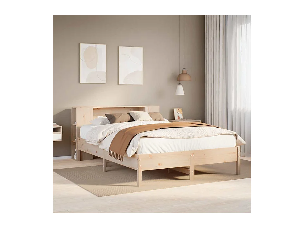 Lit bibliothèque sans matelas 120x190 cm bois de pin massif