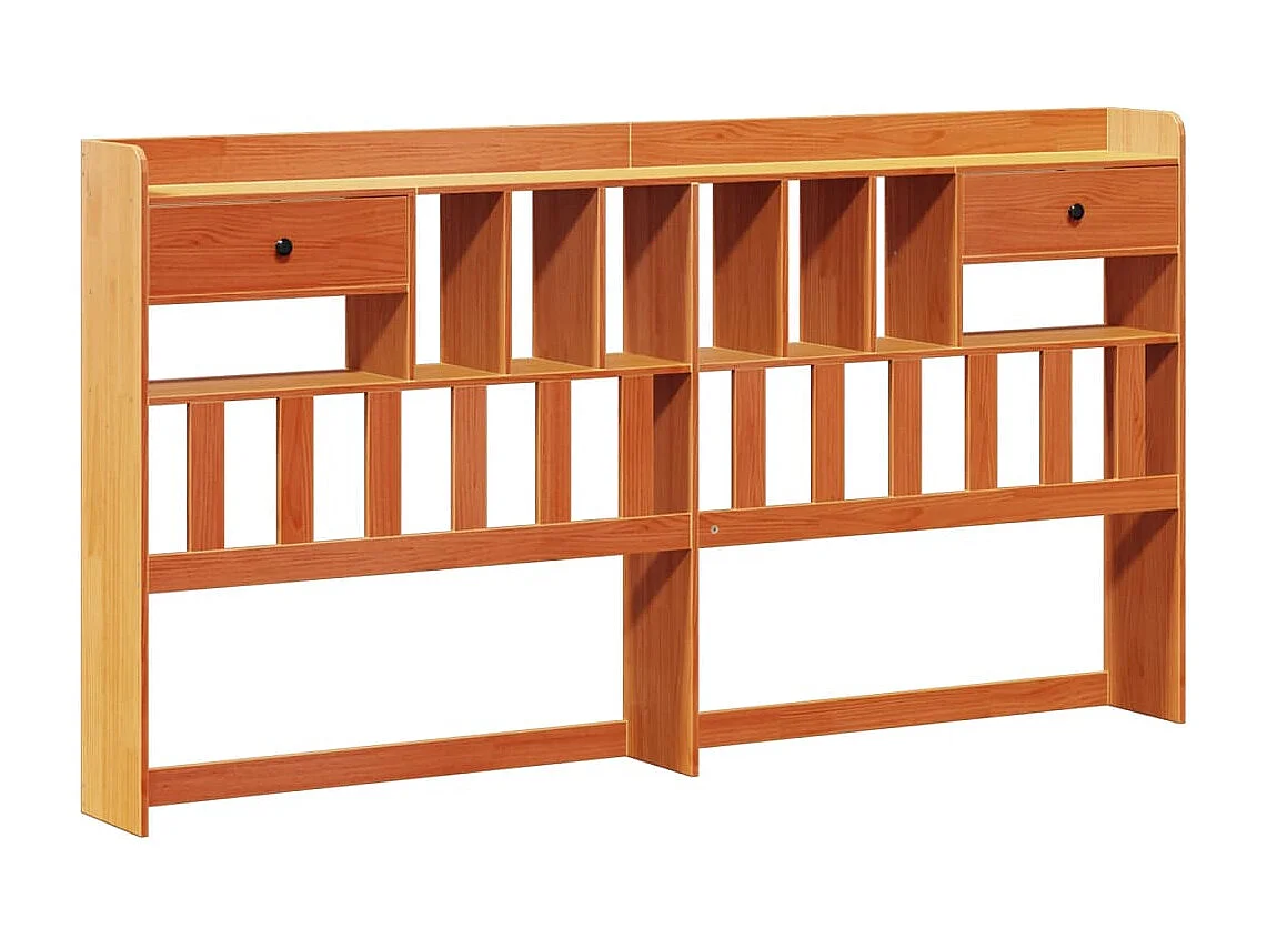 Massivholzbett mit Regal ohne Matratze Wachsbraun 200x200 cm