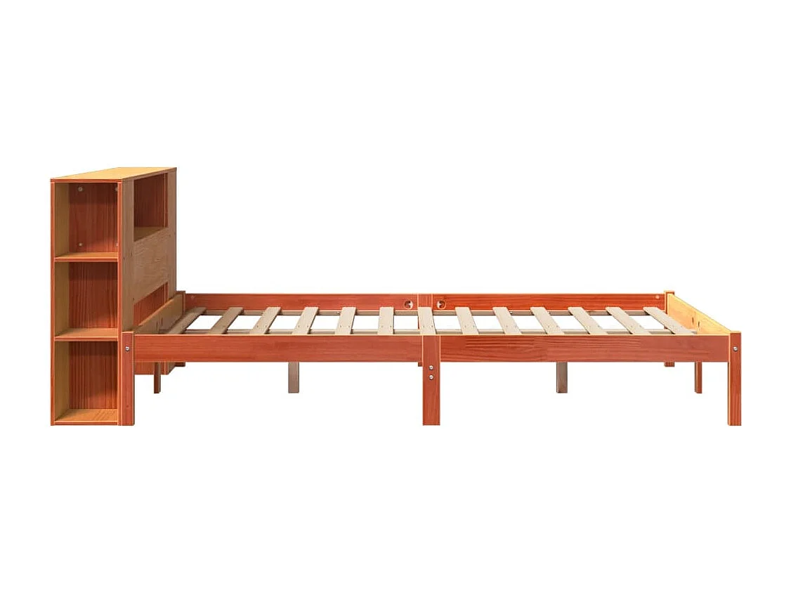 Letto Libreria senza Materasso Marrone Cera 140x200 cm in Pino