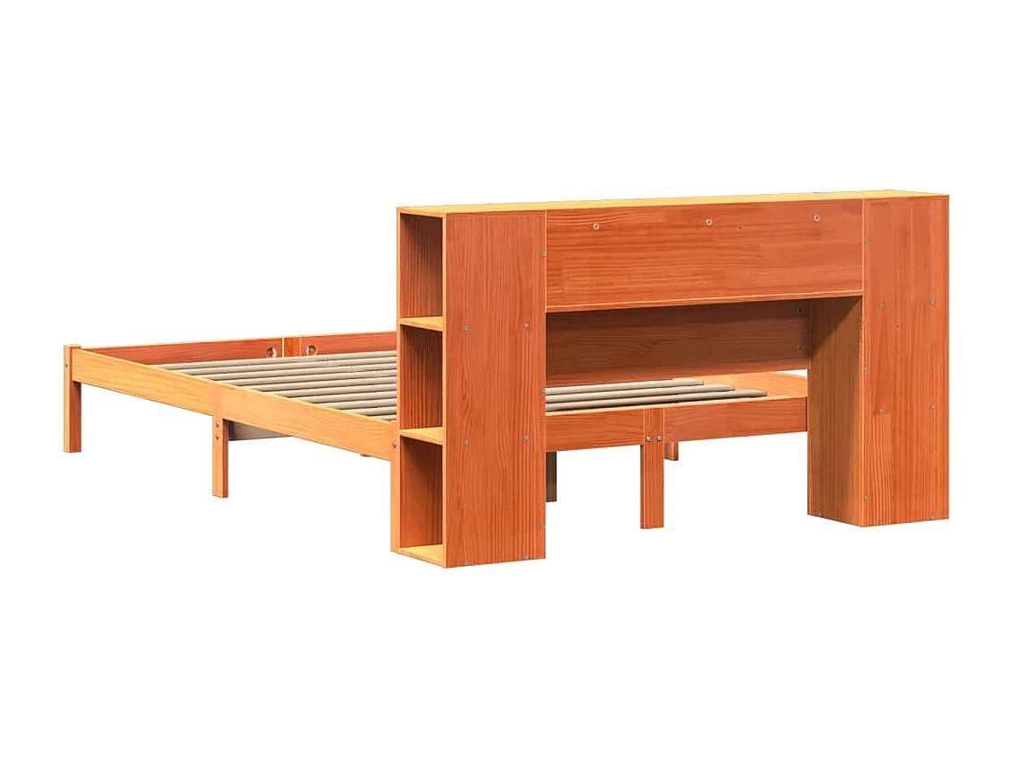 Letto Libreria senza Materasso Marrone Cera 140x200 cm in Pino