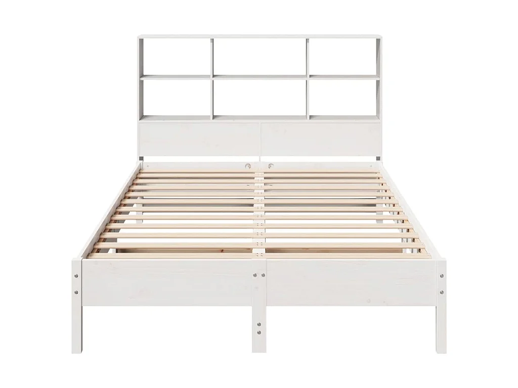 Lit bibliothèque sans matelas blanc 140x190 cm bois pin massif