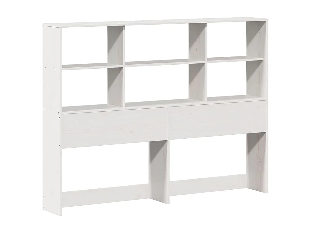 Lit bibliothèque sans matelas blanc 140x190 cm bois pin massif