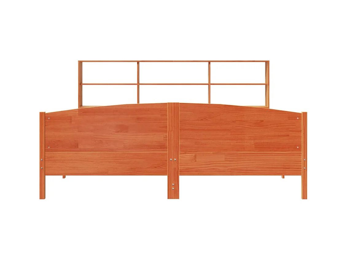 Lit bibliothèque sans matelas cire marron 200x200 cm pin massif