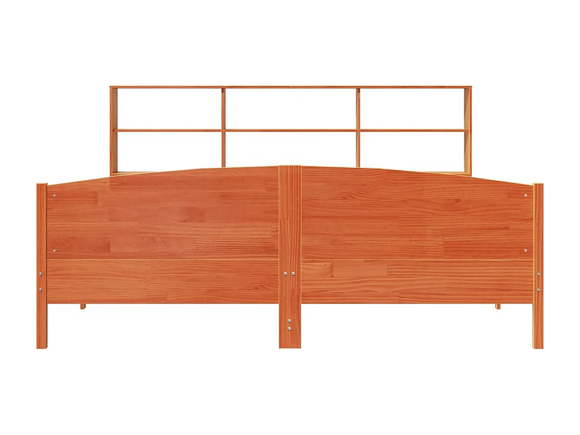 Cama con estantería sin colchón madera maciza marrón 200x200 cm