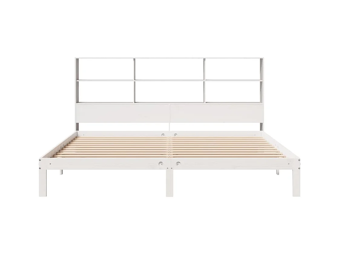 Lit bibliothèque sans matelas blanc 180x200 cm bois pin massif