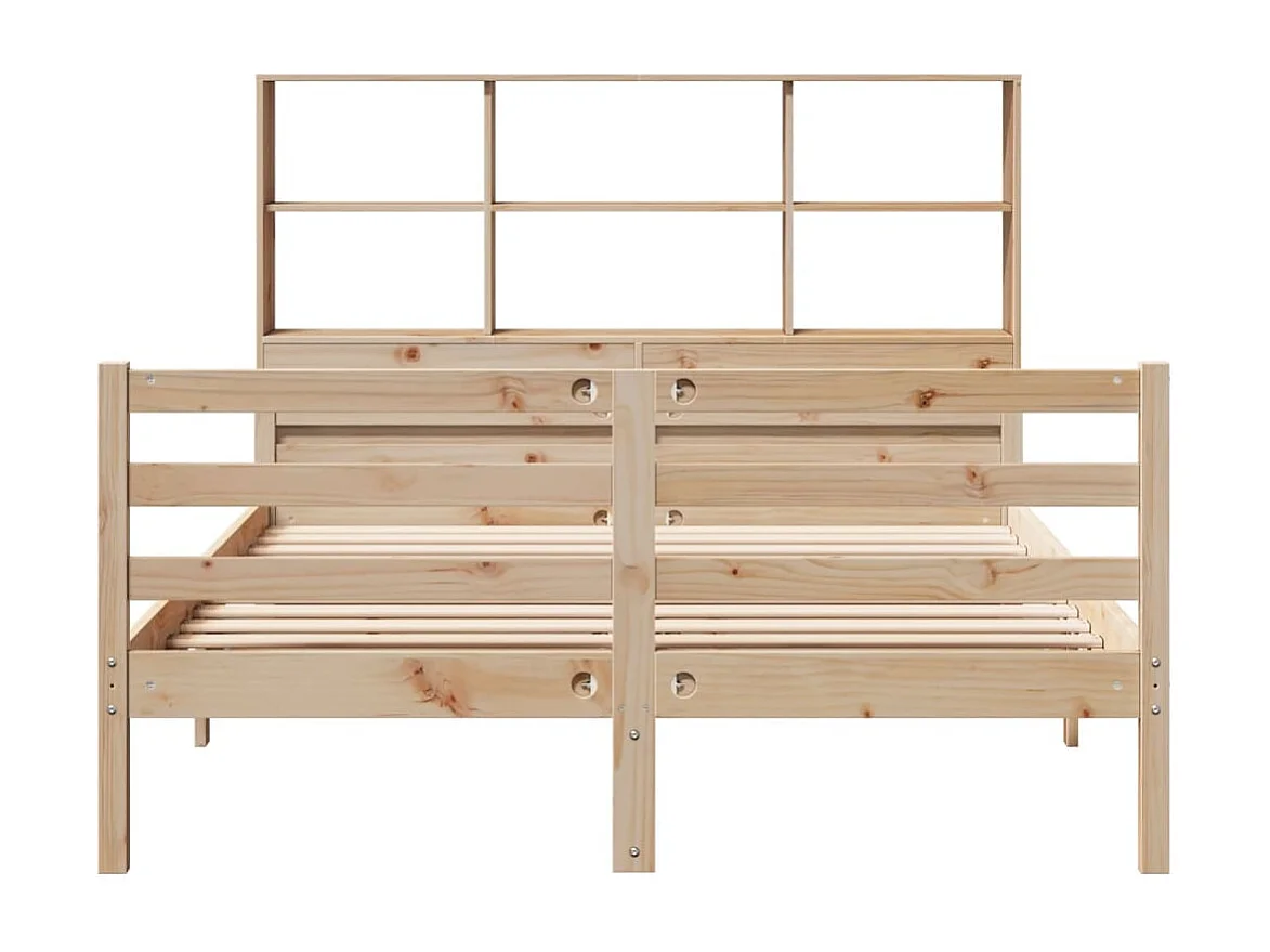 Bed met boekenkast zonder matras massief grenenhout 140x190 cm