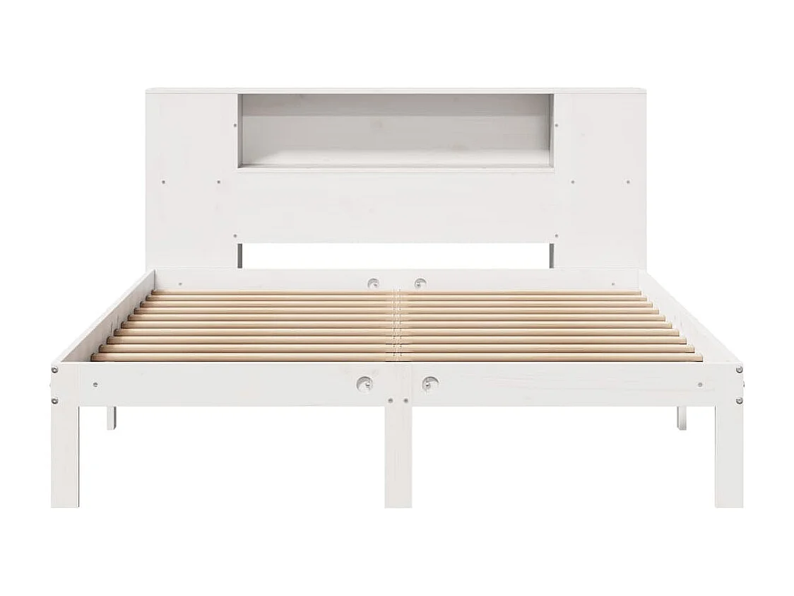 Bed met boekenkast zonder matras grenenhout wit 160x200 cm