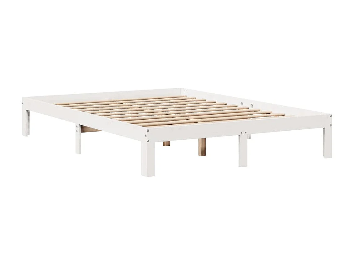 Bed met boekenkast zonder matras grenenhout wit 160x200 cm
