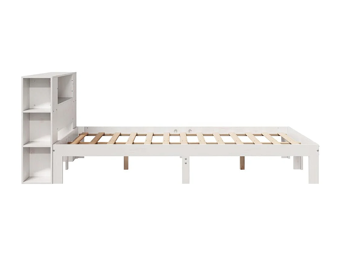 Bed met boekenkast zonder matras grenenhout wit 160x200 cm