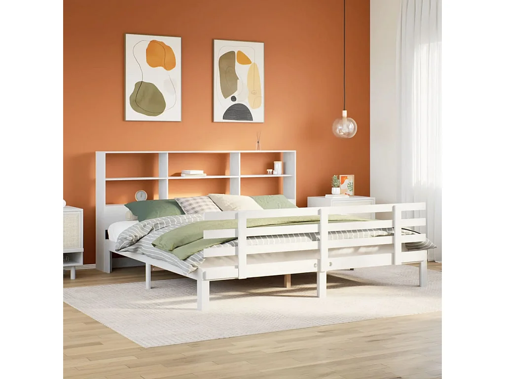 Giroletto con Libreria senza Materasso 180x200 cm in Legno Pino