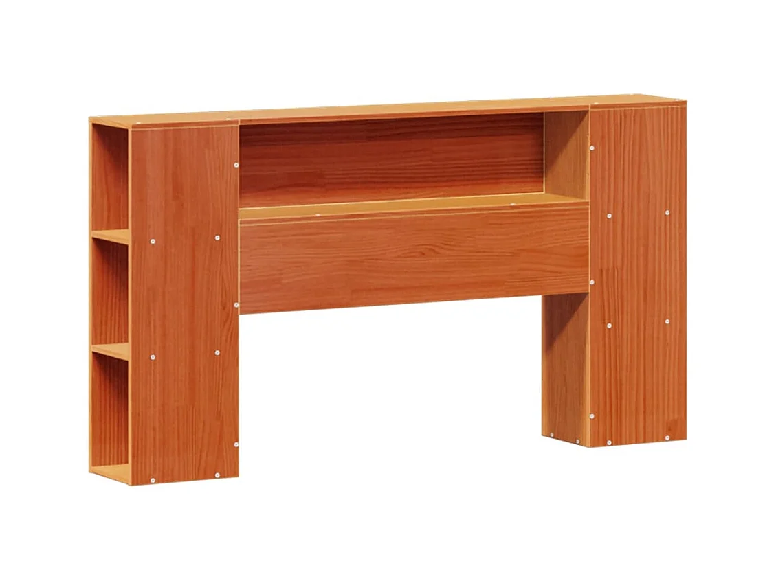 Cama con estantería sin colchón madera maciza marrón 135x190cm