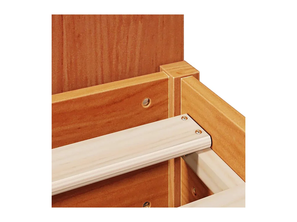 Cama con estantería sin colchón madera maciza marrón 135x190cm