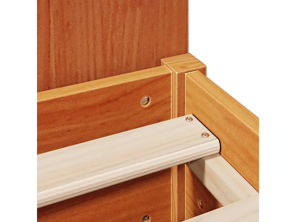 Lit bibliothèque sans matelas cire marron 135x190 cm pin massif