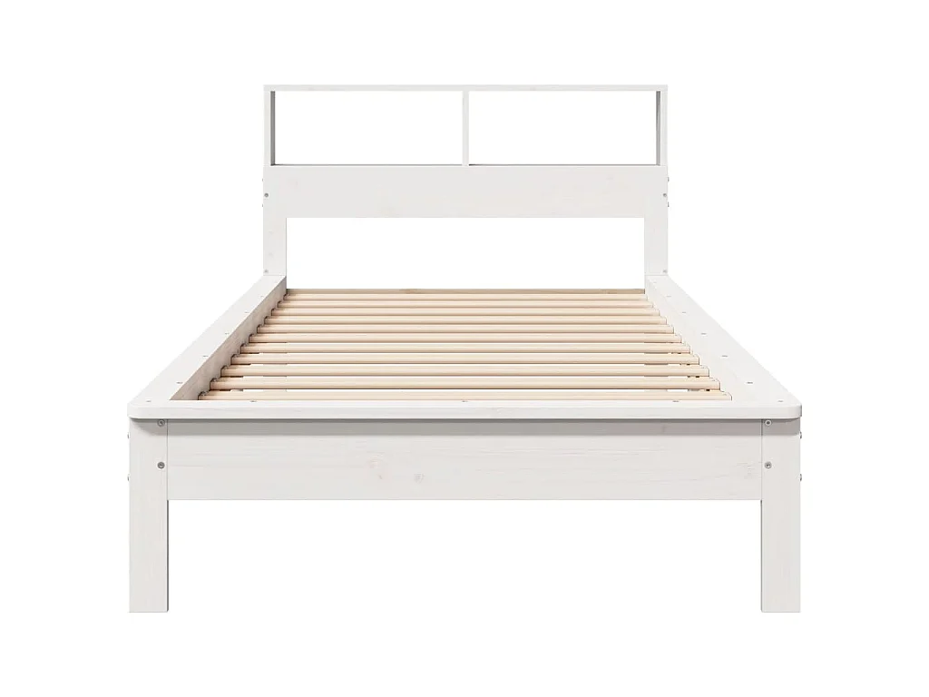 Lit bibliothèque sans matelas blanc 75x190cm bois de pin massif