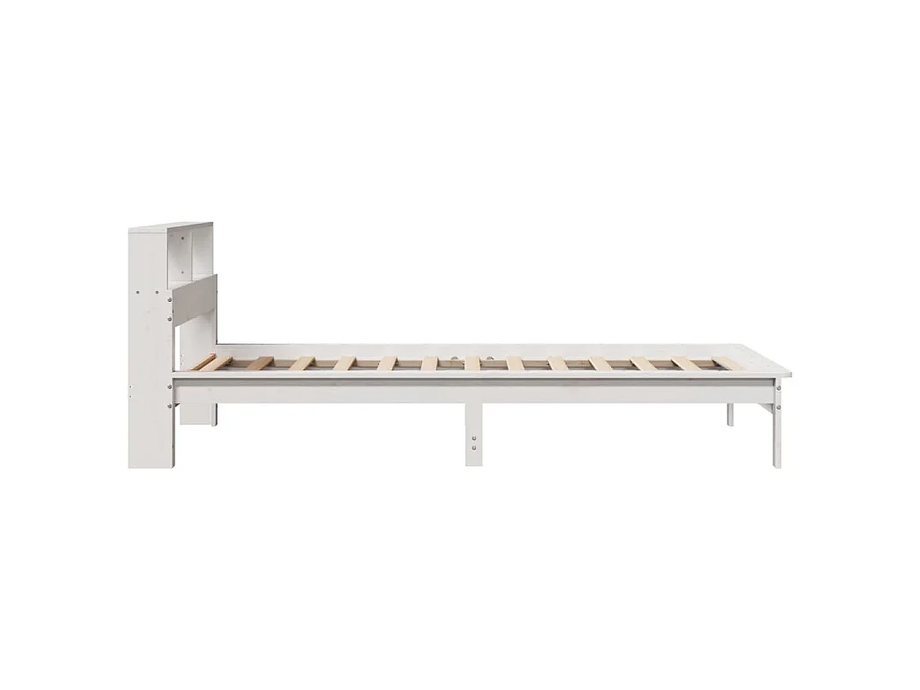 Lit bibliothèque sans matelas blanc 75x190cm bois de pin massif