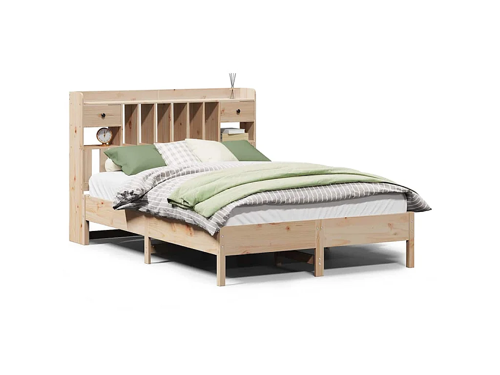 Cama com estante sem colchão 135x190 cm pinho maciço