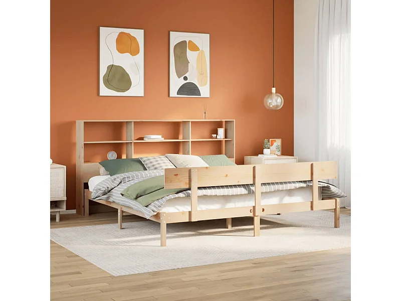 Cama com estante sem colchão 180x200 cm pinho maciço