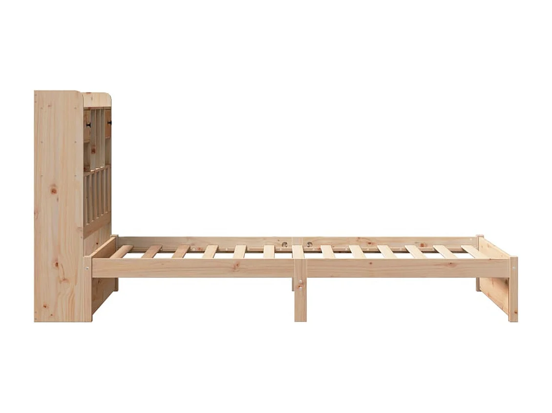 Letto Libreria senza Materasso 90x200 cm Legno Massello Pino