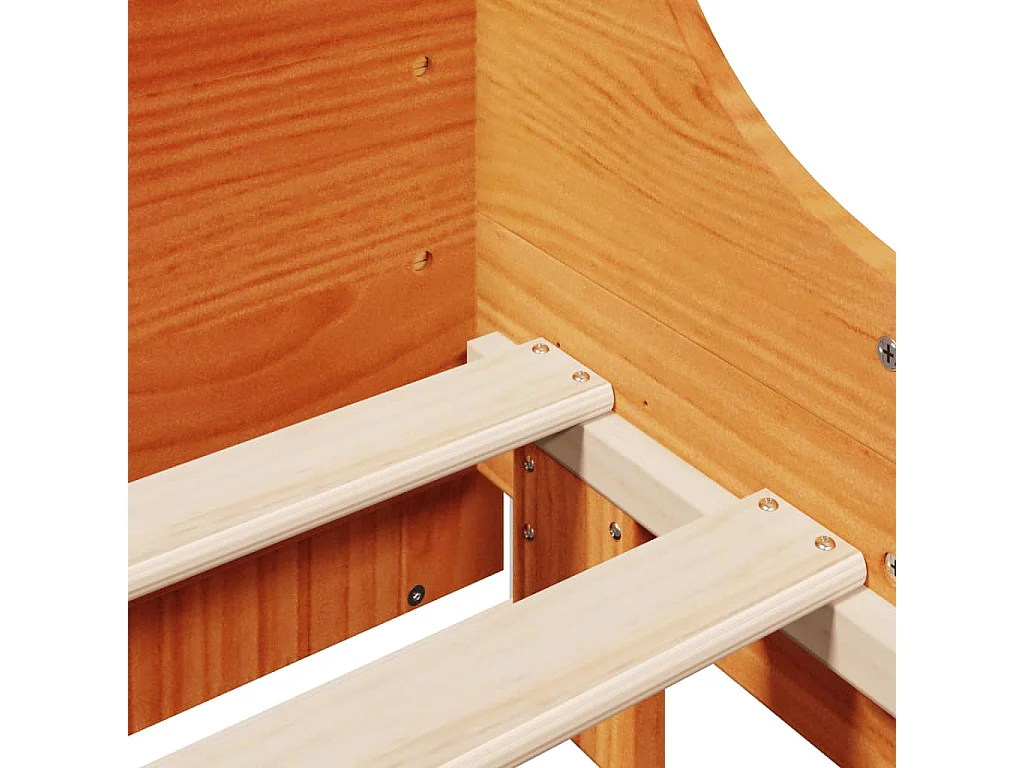 Lit bibliothèque sans matelas cire marron 135x190cm bois massif