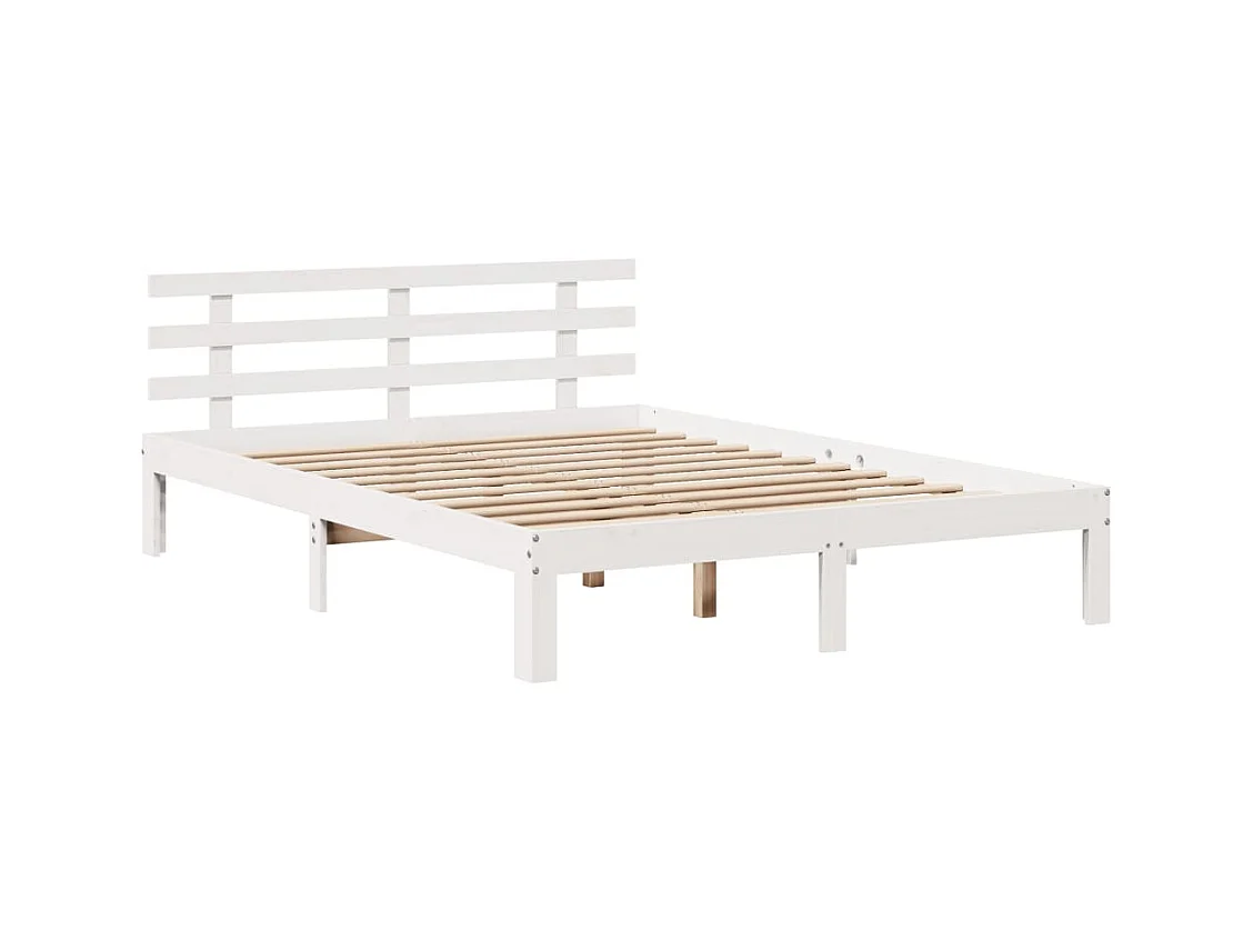 Lit bibliothèque sans matelas blanc 140x190 cm bois pin massif