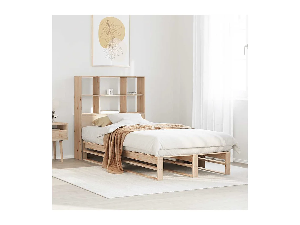 Massivholzbett mit Regal ohne Matratze 90x190 cm
