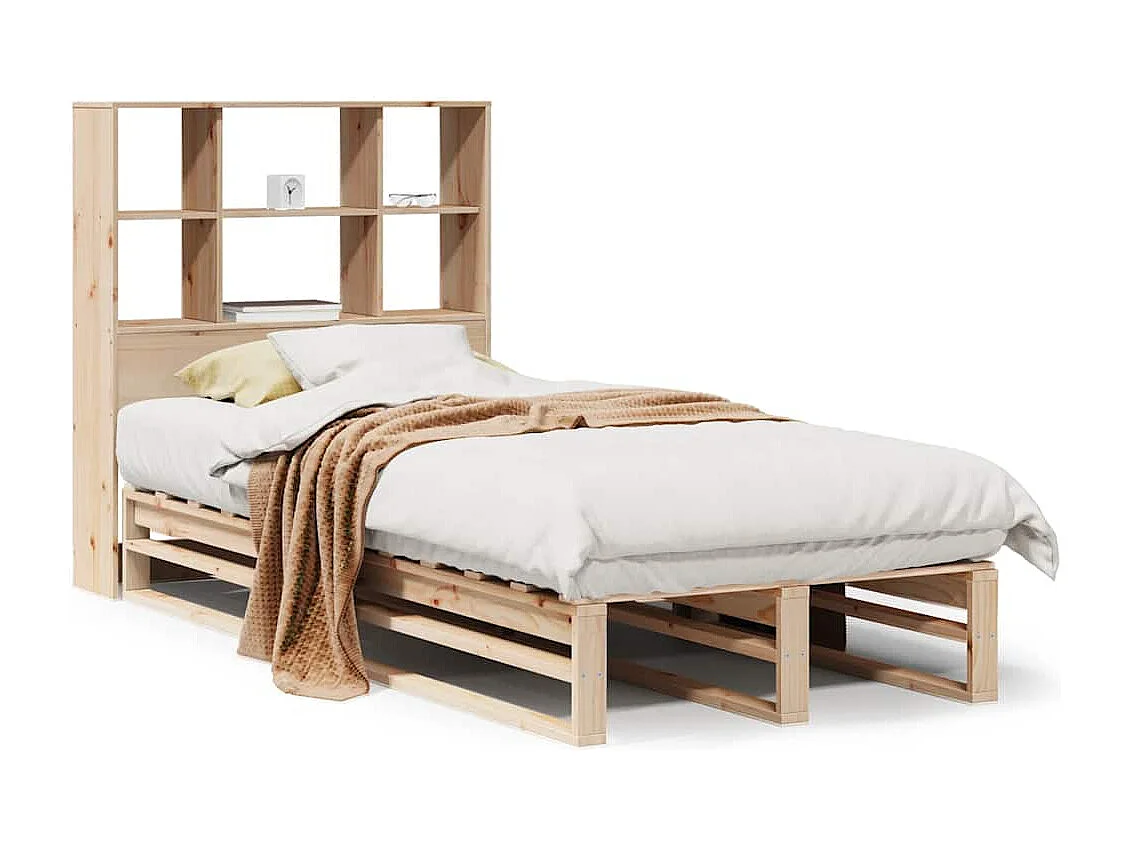 Lit bibliothèque sans matelas 90x190 cm bois massif