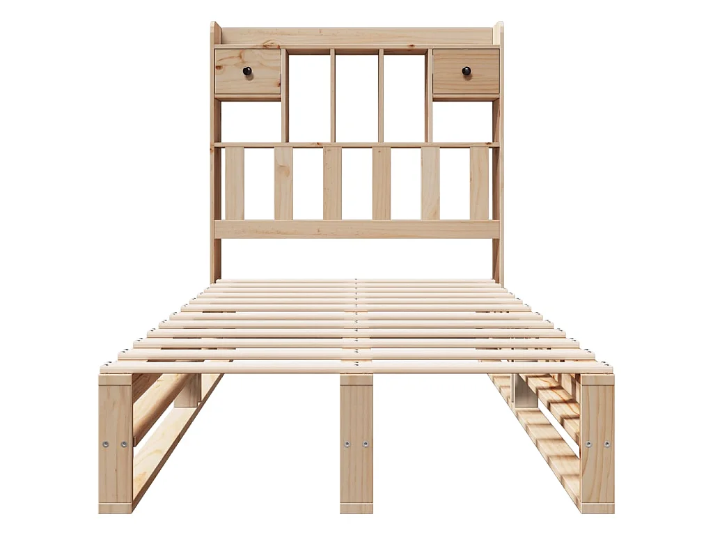 Bed met boekenkast zonder matras massief grenenhout 90x190 cm