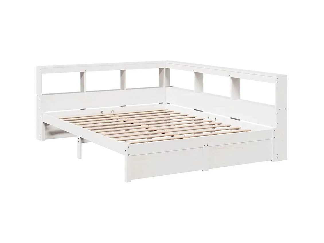 Bed met boekenkast zonder matras grenenhout wit 160x200 cm