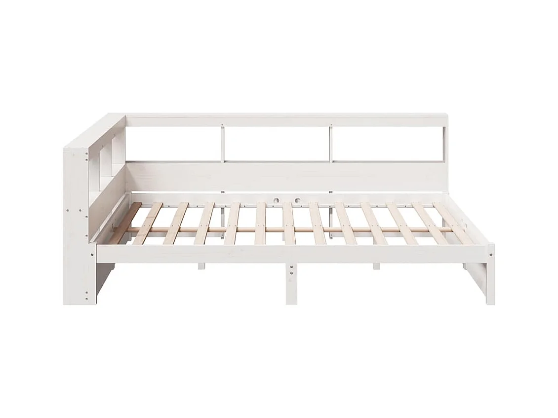 Bed met boekenkast zonder matras grenenhout wit 160x200 cm