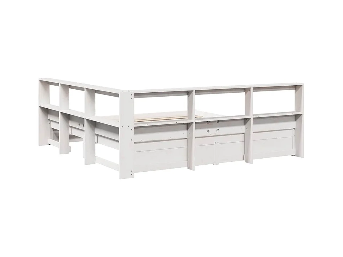 Bed met boekenkast zonder matras grenenhout wit 160x200 cm