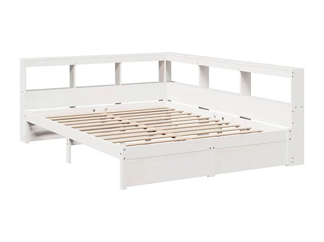 Bed met boekenkast zonder matras grenenhout wit 160x200 cm