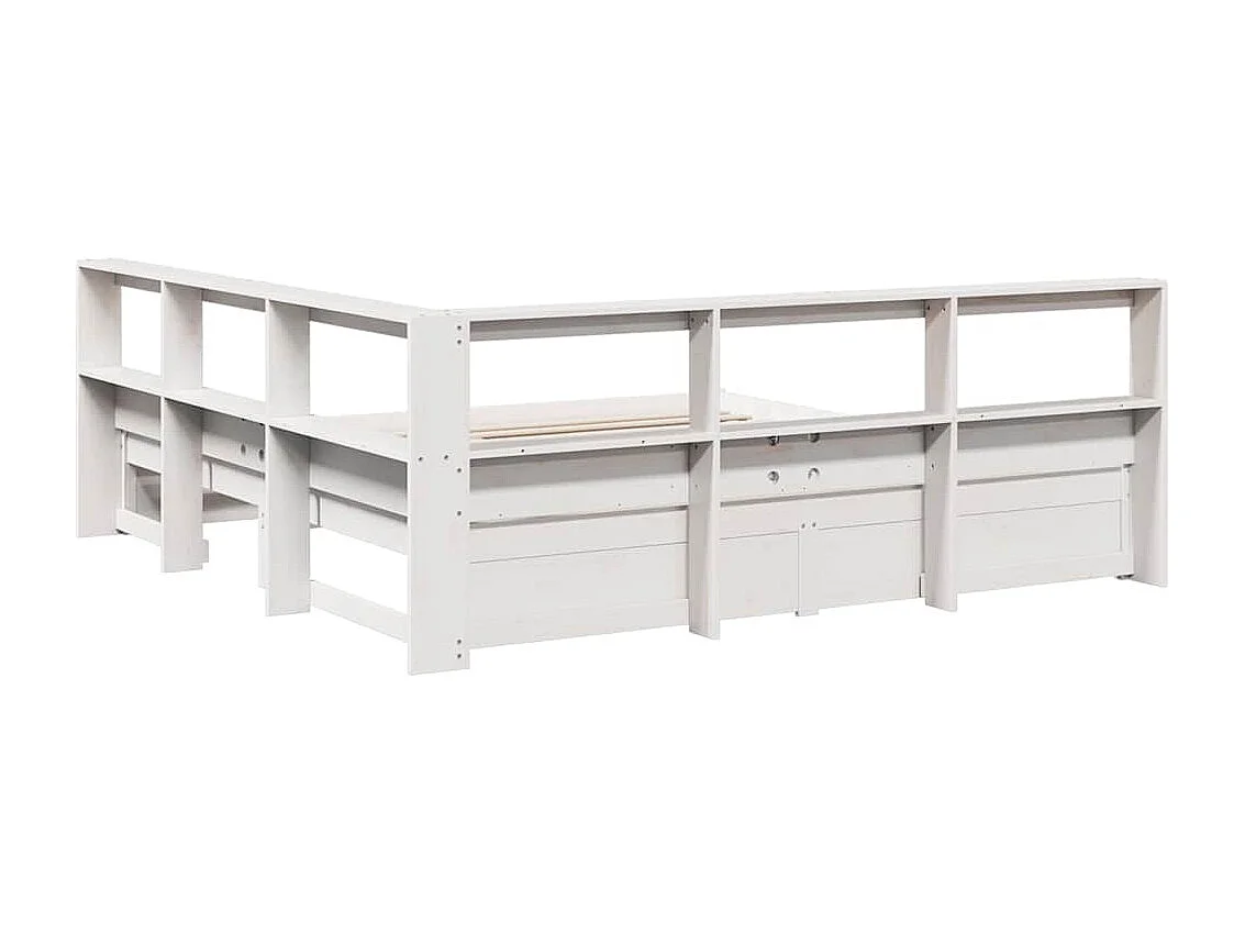 Bed met boekenkast zonder matras grenenhout wit 160x200 cm