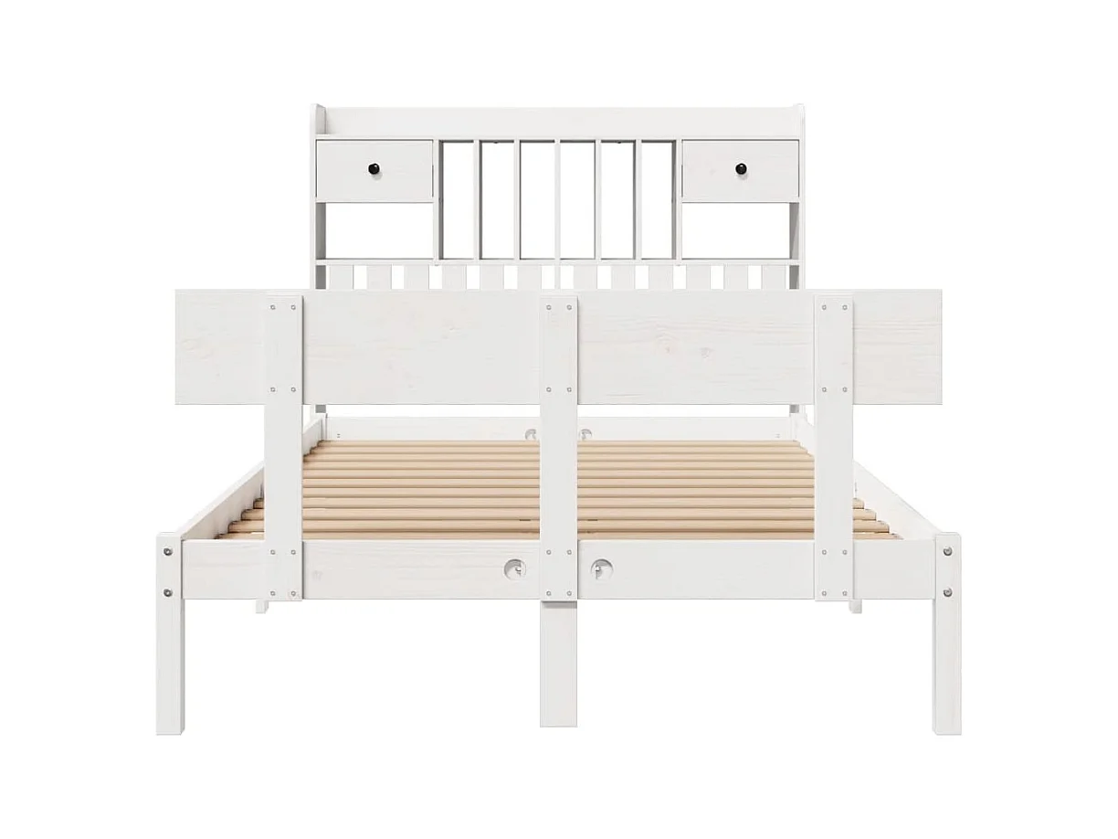 Bed met boekenkast zonder matras grenenhout wit 135x190 cm
