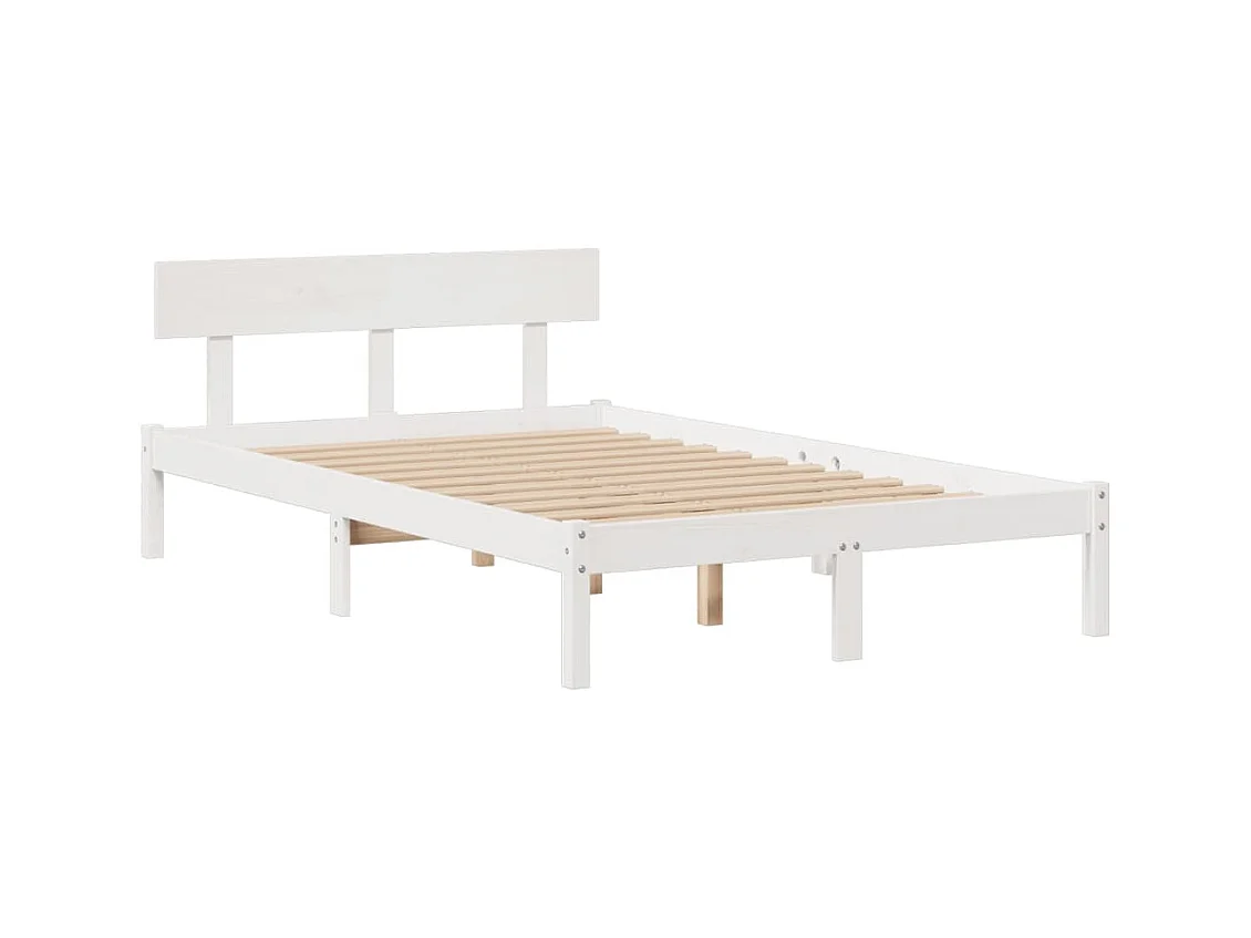 Bed met boekenkast zonder matras grenenhout wit 135x190 cm