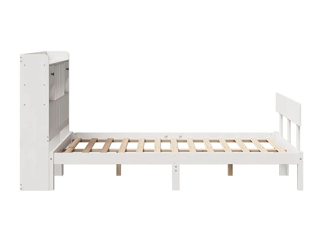 Bed met boekenkast zonder matras grenenhout wit 135x190 cm