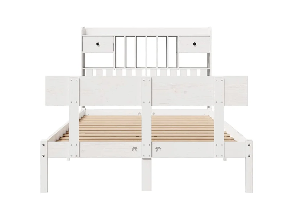 Cama com estante sem colchão 135x190 cm pinho maciço branco