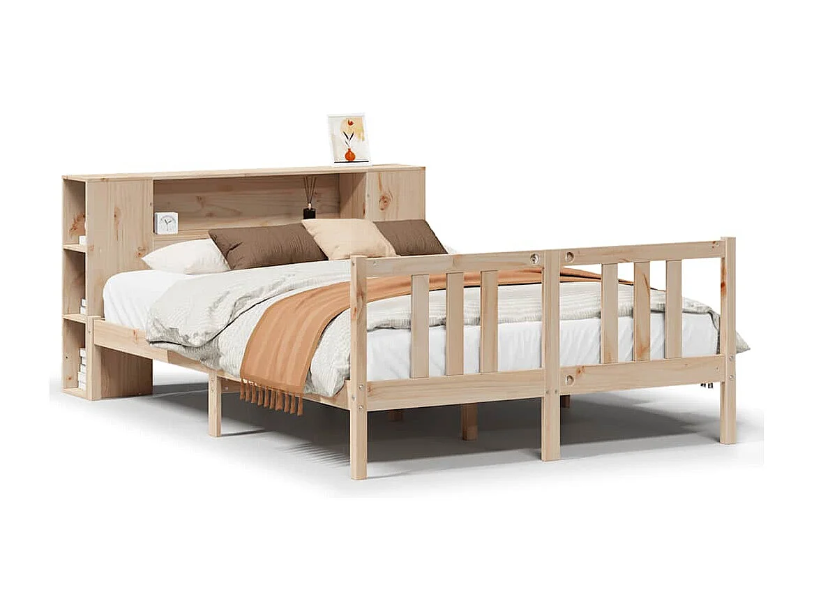 Bed met boekenkast zonder matras massief grenenhout 120x200 cm