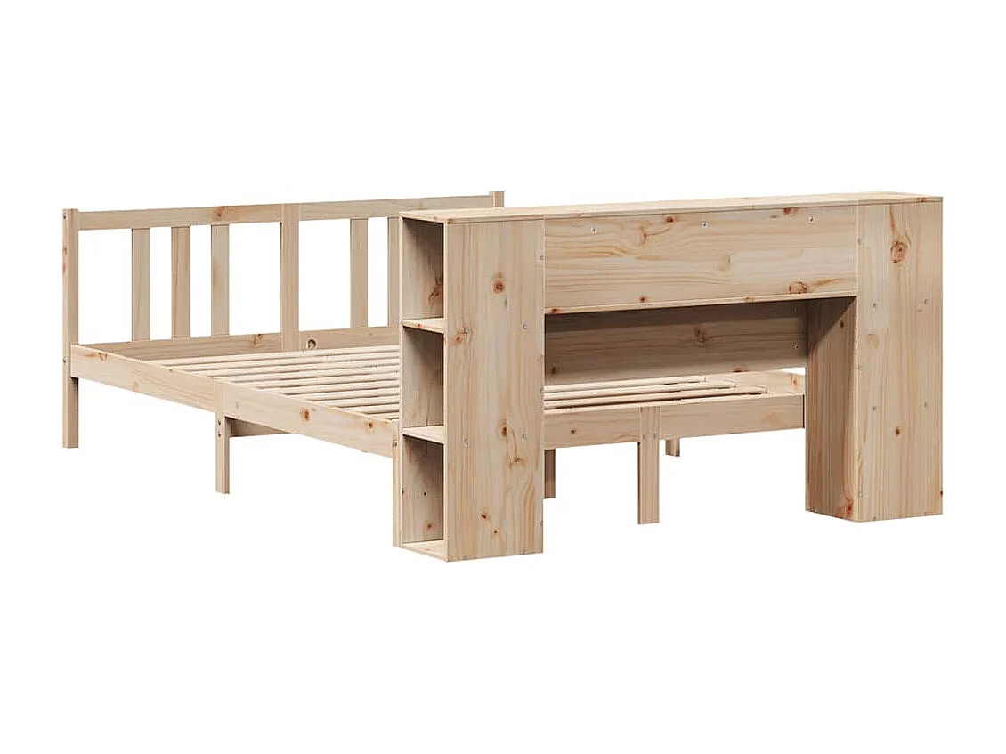 Bed met boekenkast zonder matras massief grenenhout 120x200 cm