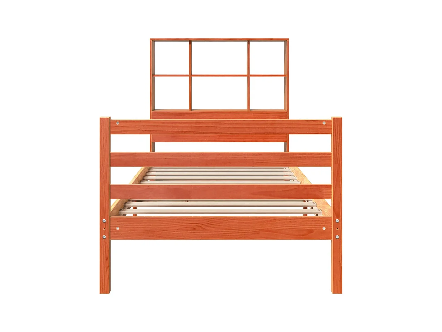 Lit bibliothèque sans matelas cire marron 90x200 cm bois massif