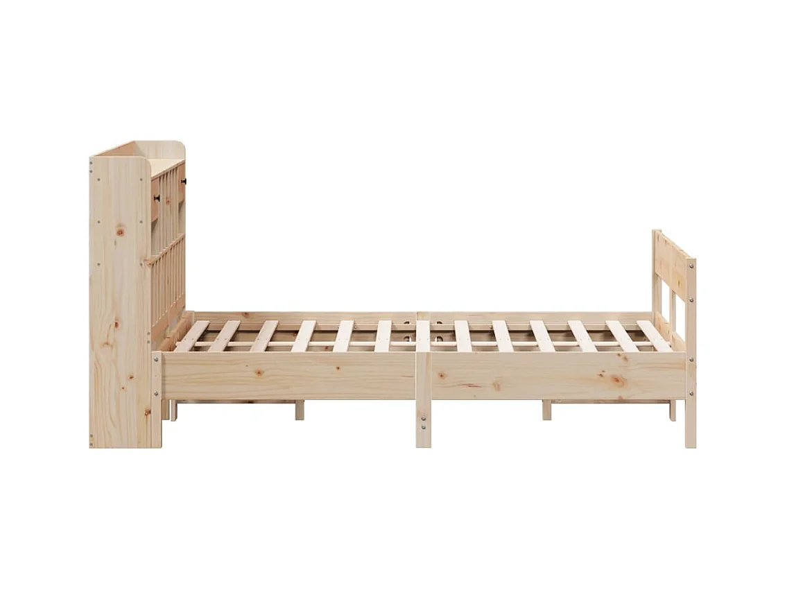 Massivholzbett mit Regal ohne Matratze 140x190 cm Kiefer