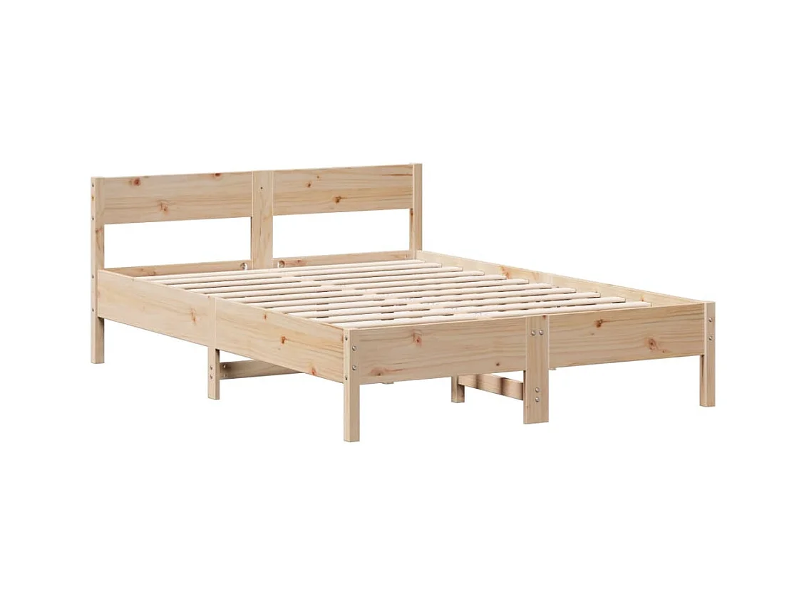 Massivholzbett mit Regal ohne Matratze 140x190 cm Kiefer