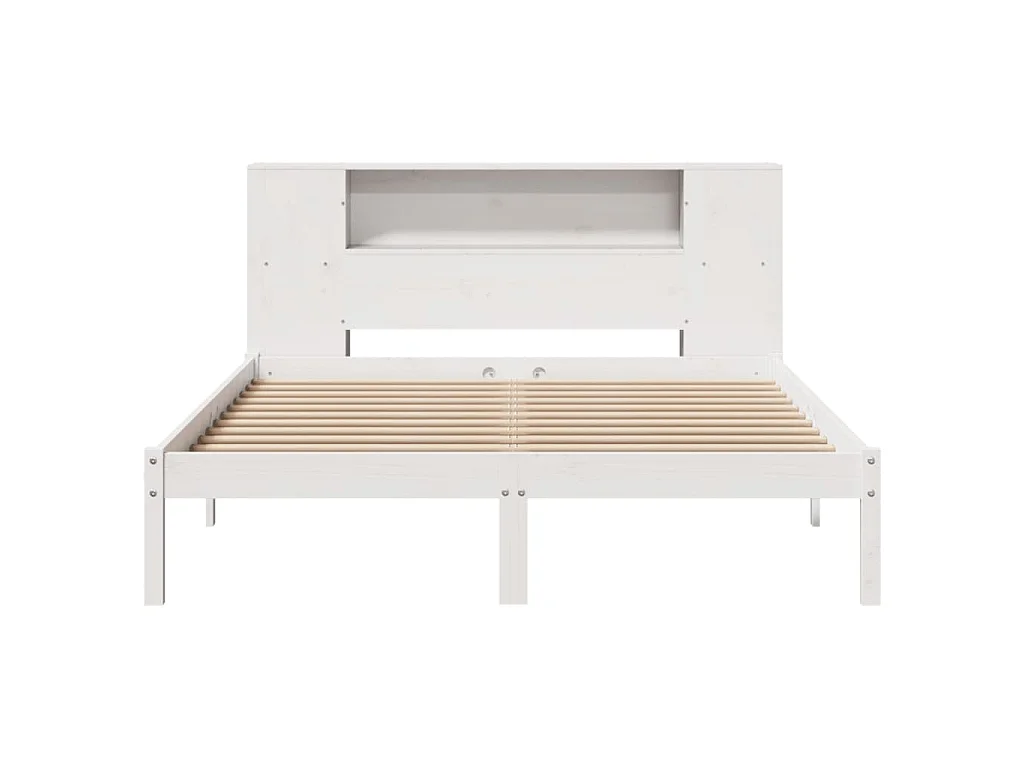 Cama com estante sem colchão 150x200 cm pinho maciço branco