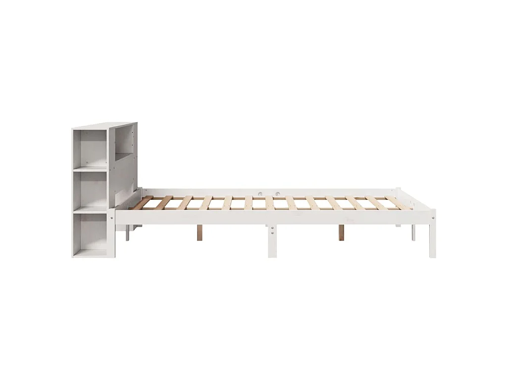 Cama com estante sem colchão 150x200 cm pinho maciço branco