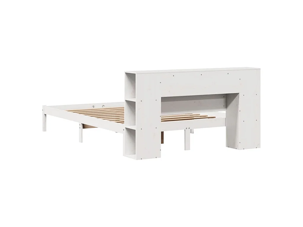 Cama com estante sem colchão 150x200 cm pinho maciço branco