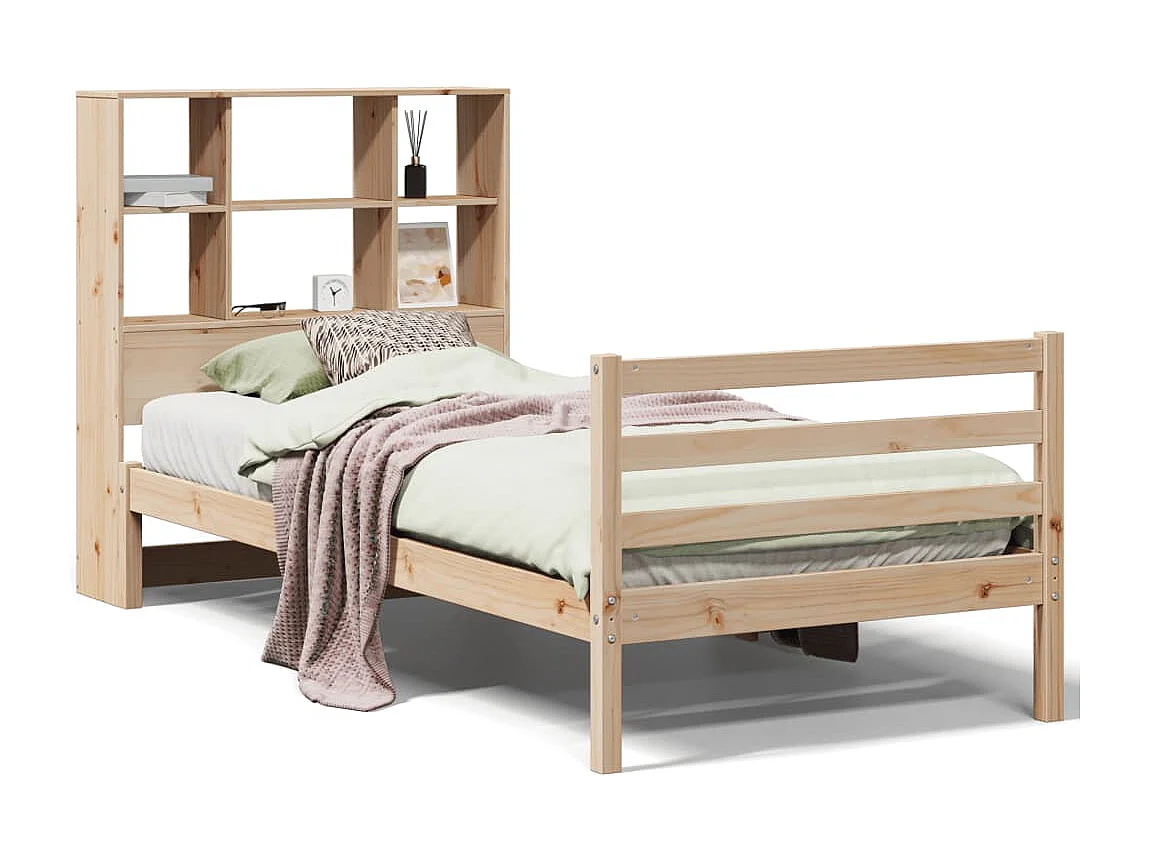 Massivholzbett mit Regal ohne Matratze 90x200 cm Kiefernholz