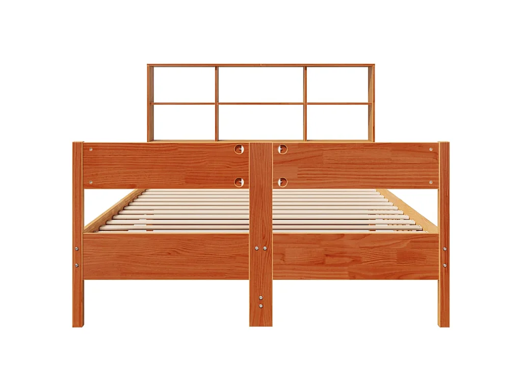 Letto Libreria senza Materasso Marrone Cera 140x190 cm in Pino