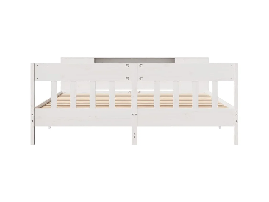 Cama con estantería sin colchón madera maciza blanca 180x200 cm