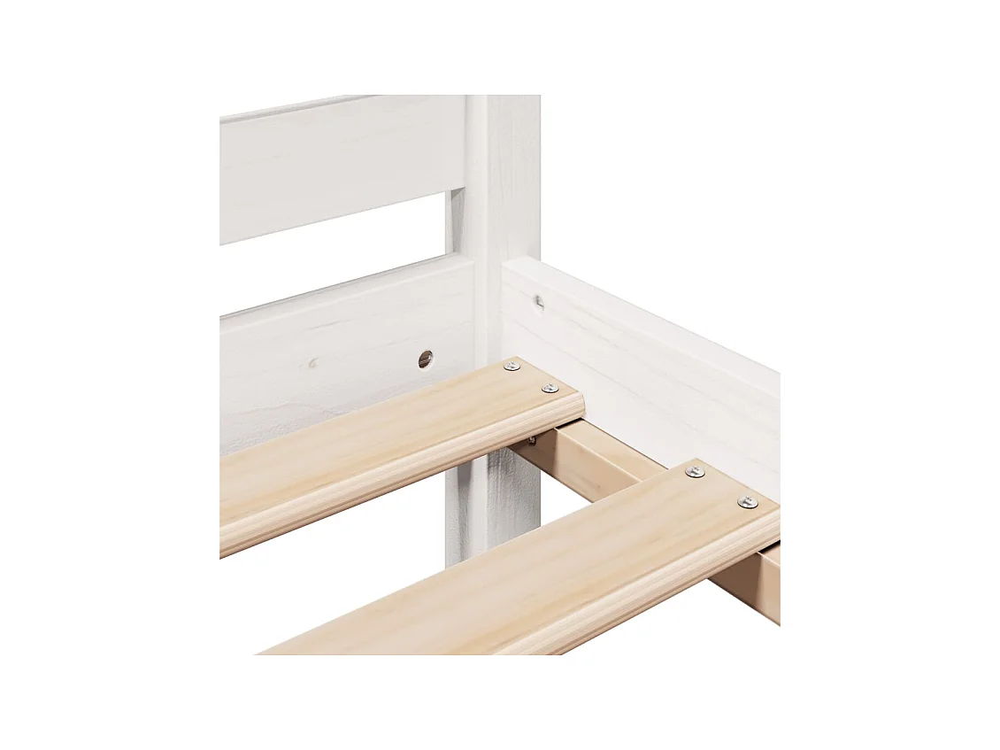 Lit bibliothèque sans matelas blanc 200x200 cm bois pin massif